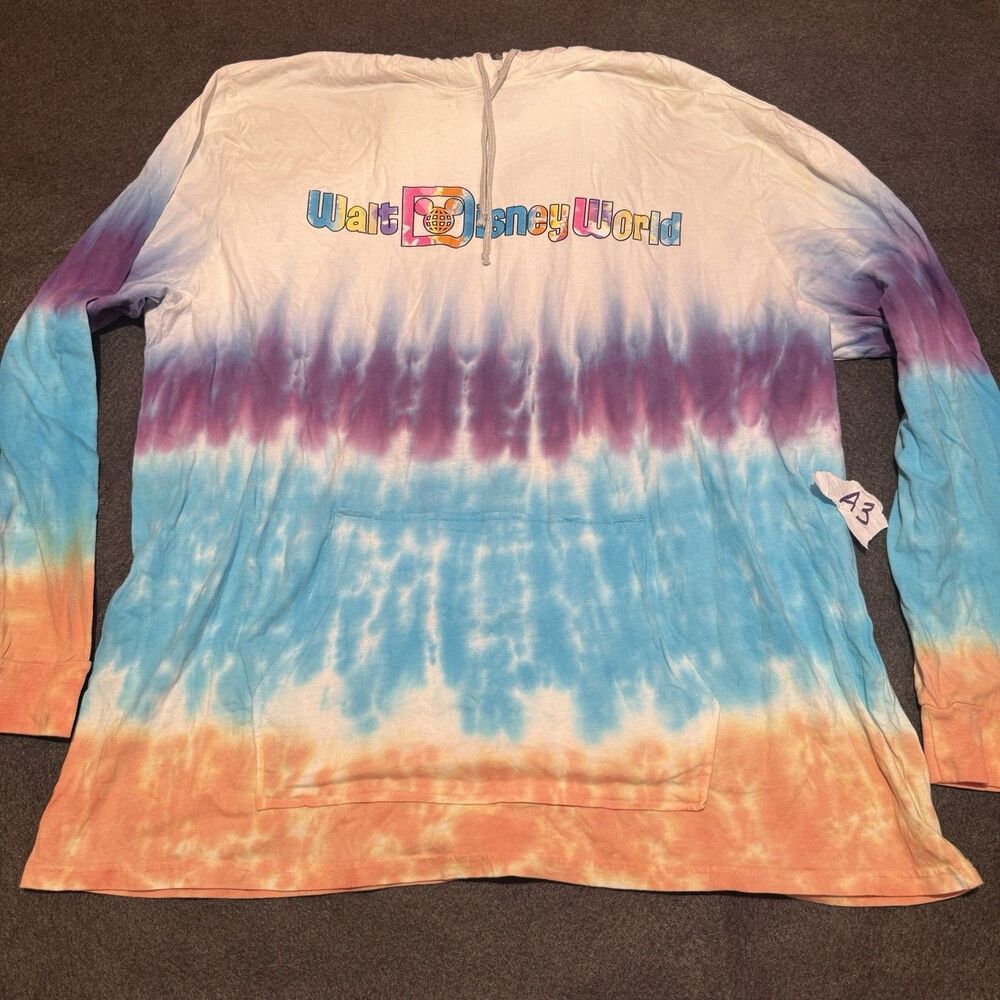 Walt Disney World Womens Hoodie 2XL Double Extra Large Ombre Tie Dye Retro